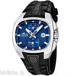 Lotus Doom 15753/A Lotus mens watch. Silver stainless-steel case and black Leather strap. Blue dial. Quartz movement. Buckle closure. Water resistance of 50 meters