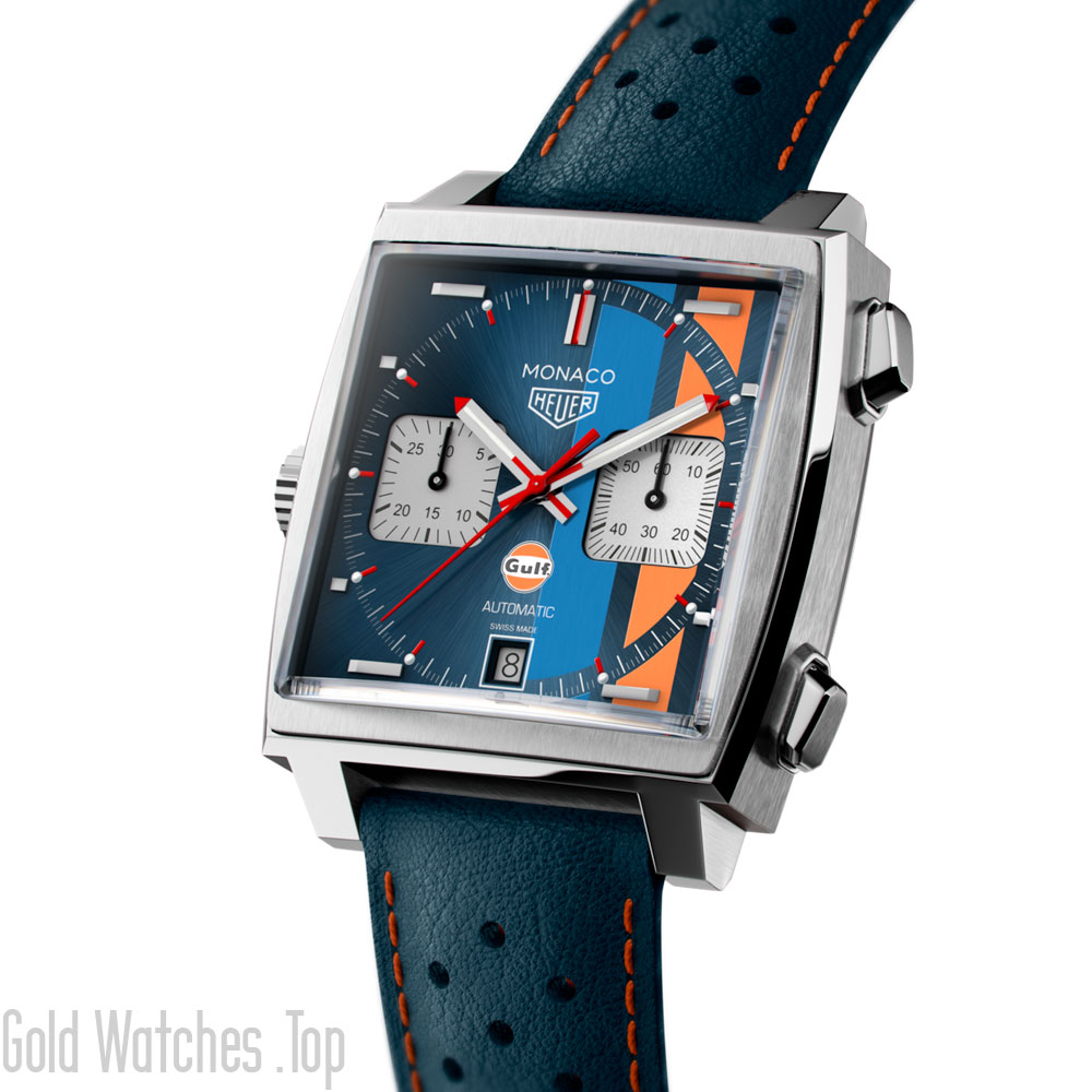 TAG Heuer Mens Monaco CAW211R.FC6401 leather watch bracelet for sale here at https://goldwatches.top/