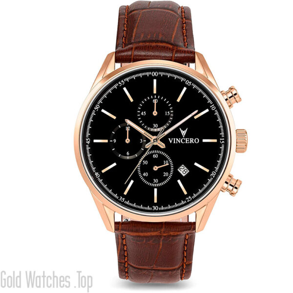Vincero Luxury Men's Chrono S 40mm Watch Quartz Movement Gol-Bro-0S06 leather watch band genuine Italian calf leather