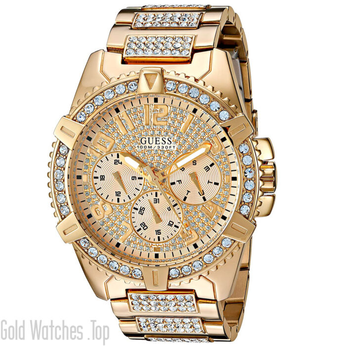 GUESS Stainless Steel Gold-Tone Crystal Embellished BraceletGold-Tone Model U0799G2 Watches gold tone mens watch